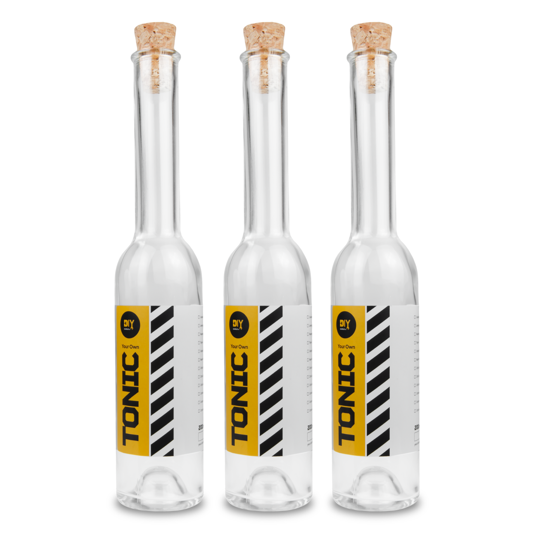 GLASS BOTTLE FOR TONIC 3 PCS. WITH STICKER