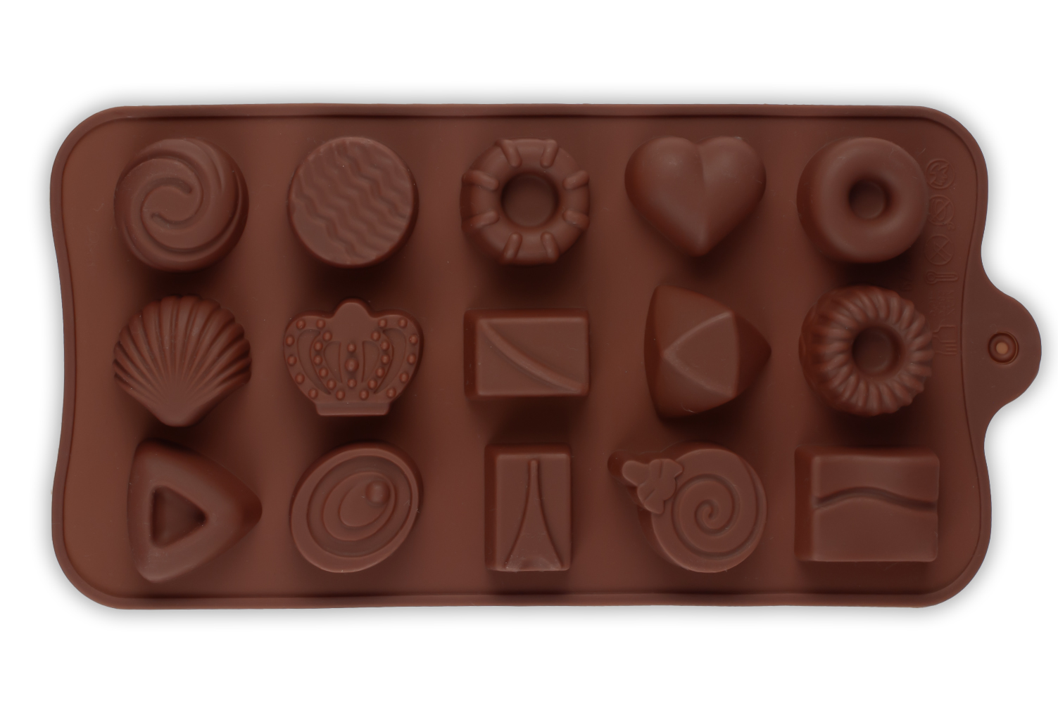 SILICONE MOULD FOR PRALINES 15 DIFFERENT SHAPES