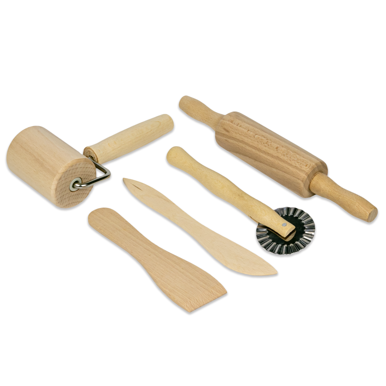 SET OF WOODEN KITCHEN ACCESSORIES FOR CLAY MODELLING FOR CHILDREN