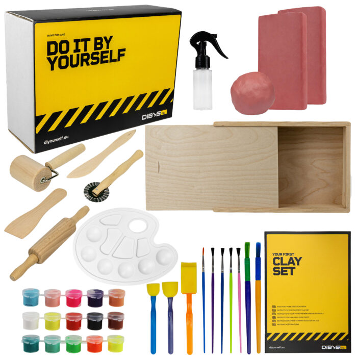 MODELLING KIT FOR CHILDREN – RED CLAY + KITCHEN ACCESSORIES